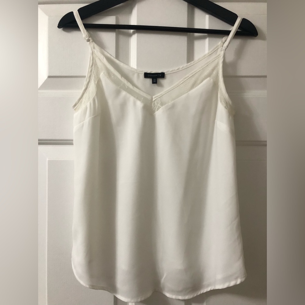 Dynamite Lace Panel Tank Top White